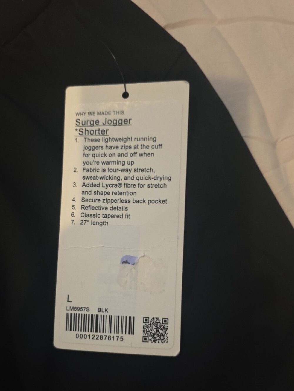 lululemon athletica Men's Surge Black Jogger Sweatpants Shorter - Picture 2 of 2